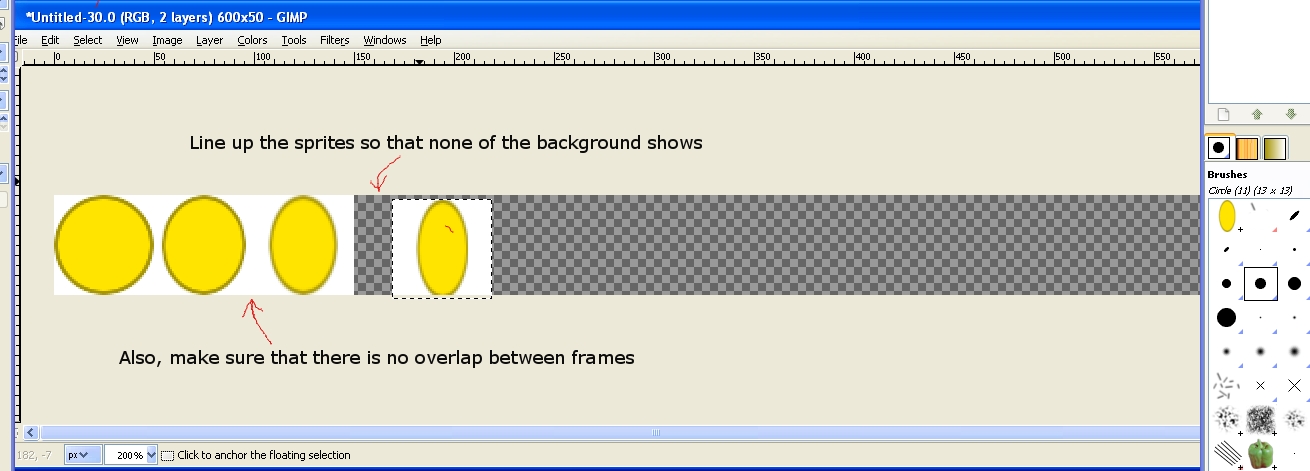 Lineing up sprites on spritesheet