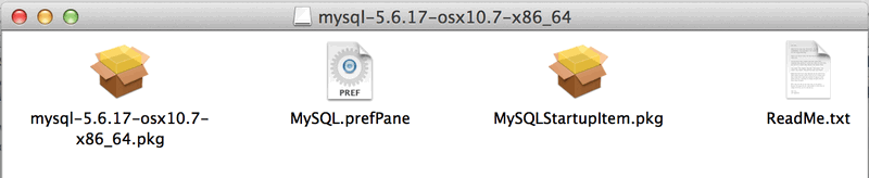 MySQL Package Installer: DMG Contents