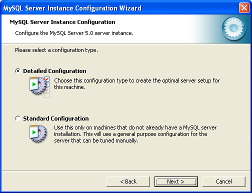 MySQL Server Instance Configuration Wizard: Configuration Type